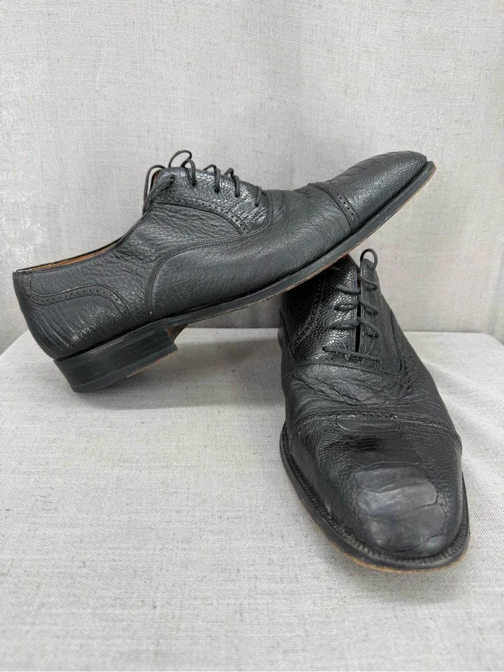 Magnanni Peter Huber Mens Shoes 8761 Genuine Ostrich Peccary Black Lace Up 13